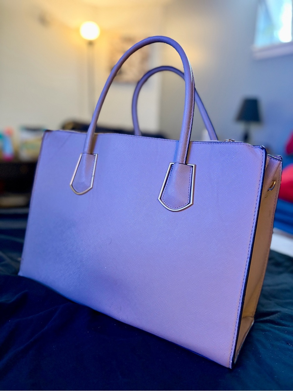 Classic Structured Lavender Tote Bag - Women